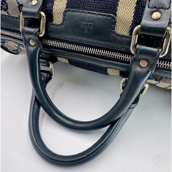 Auth Gucci Vtg Navy GG Canvas Web Joy Medium Boston Bag Preloved Purse Doctor - Picture 11 of 16